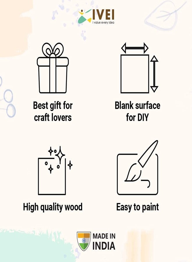 IVEI DIY MDF Stationery Wood Sheet Craft - Plain MDF Cutouts Stationery Desktop Organizer for Painting, Decoupage, Resin Art Work & Decoration (IVEI DIY MDF Paper Weight - Set of 4) - Image 5